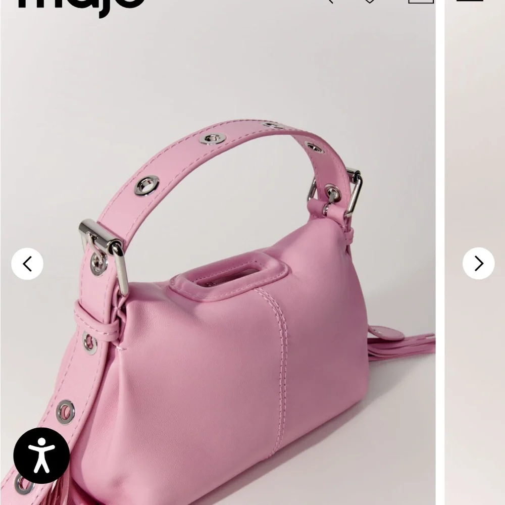 NWT Maje Soft Mini Miss M Pink Shoulder Bag with Fringe Detail - Picture 3 of 6